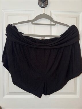 Athleta Black fold over bamboo material Athletic Lounge Shorts